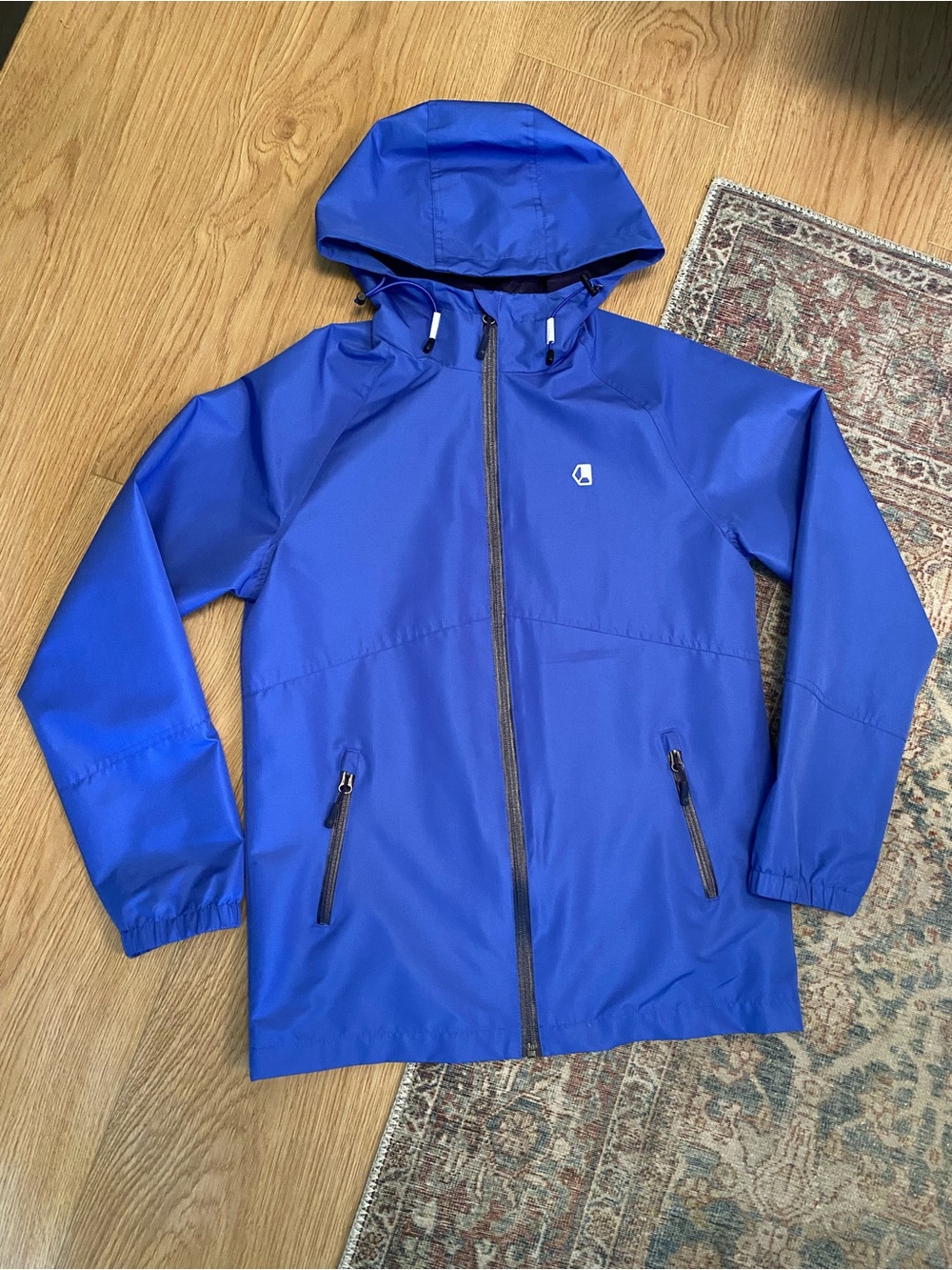Liquid Youth Rain Jacket | XL (14/16) | Waterproof Hooded Shell | Bright Blue